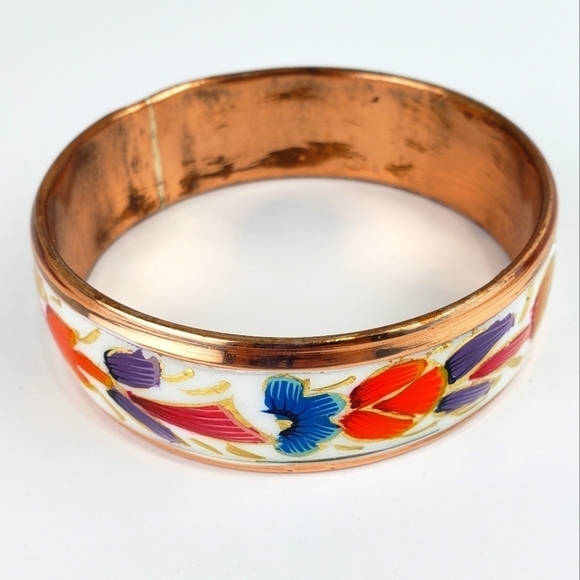 COPPER Handmade Bangle Statement Bracelet Butterfly Floral Bracelet - Picture 5 of 12